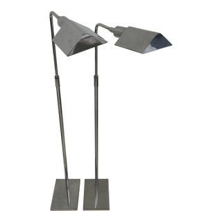 Koch & Lowy Chrome Adjustable Floor Lamps - A Pair For Sale