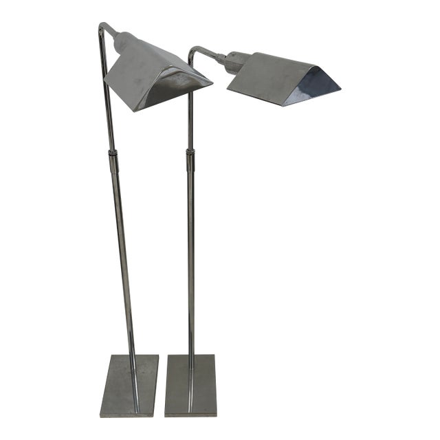 Koch & Lowy Chrome Adjustable Floor Lamps - A Pair For Sale
