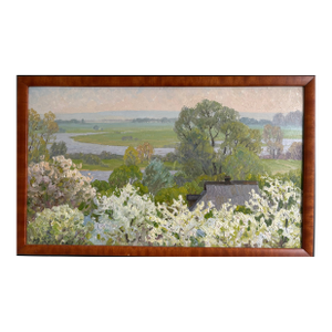 Oil Painting - Flowering Fruit Trees by a River