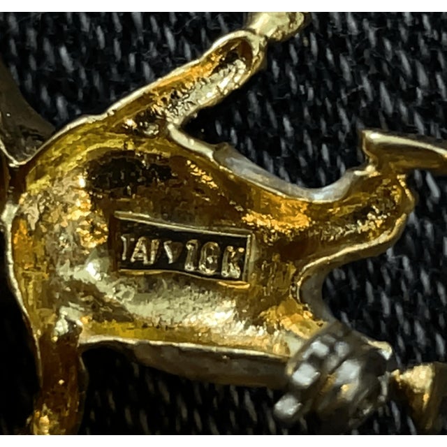 Gold Mid 20th Century 18k Yellow Gold Enamel Coat Wearing Whimsical Mouse Brooch For Sale - Image 8 of 8