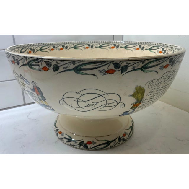 Late 19th Century Burgess & Leigh Farmers Arms 12" Punch Bowl, 8 cups , God Speed The Plough For Sale - Image 12 of 18
