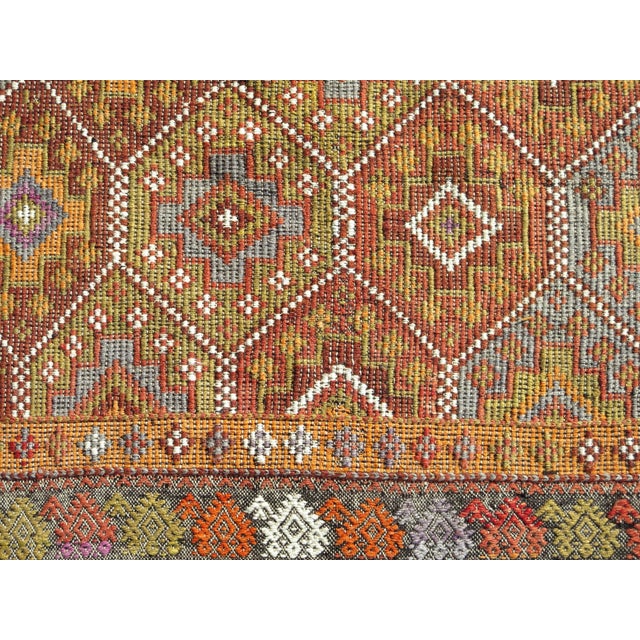 Mid 20th Century Vintage Handmade Embroidery Rug Boho Turkish Area Rug For Sale - Image 10 of 11