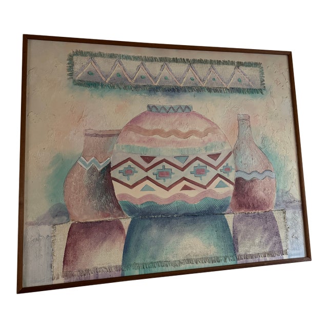 Huge S. McGrow Acrylic on Burlap Painting For Sale