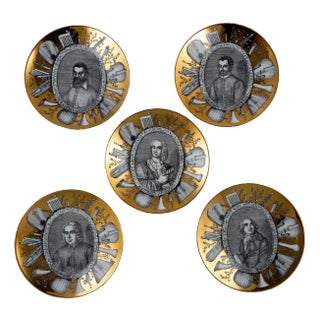 Plate by Piero Fornasetti, Set of 5 For Sale