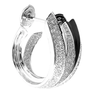 Cartier Panthere 18k White Gold Diamond Onyx Hoop Earrings