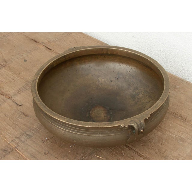 19th Century Antique Traditional Kerala Handled Urli Vessel For Sale - Image 5 of 9