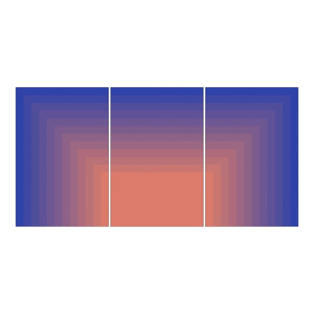 2026, Abstract Geometric, Bauhaus Triptych, Striped Sunrise, Limited Edition Giclée Print on Watercolor Paper by Cyd Fontaine For Sale