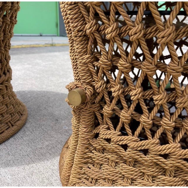 Marzio Cecchi Studio Most Rope Travertine Top Side Tables or Nightstands, a Pair For Sale In West Palm - Image 6 of 12