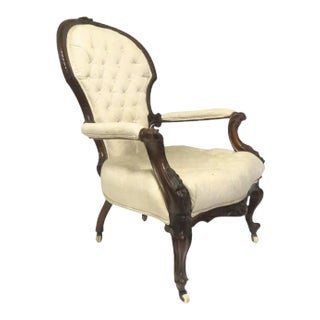French Walnut Open and Carved Armchair For Sale