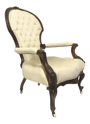 French Walnut Open and Carved Armchair
