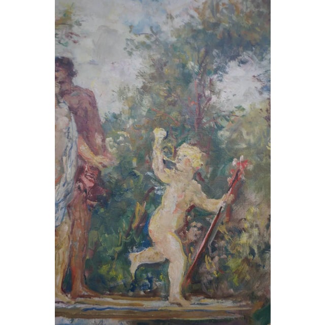 Early 20th Century Herman Lipot "The Garden" Oil Painting on Canvas Early 20c For Sale - Image 5 of 11