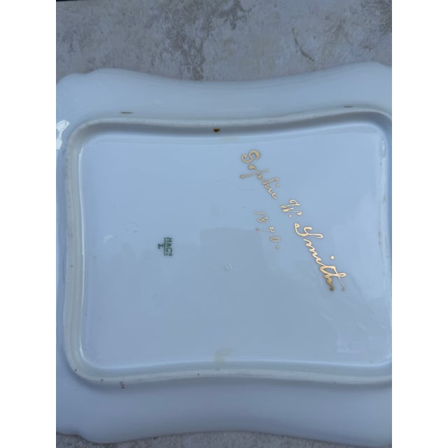 A beautiful and unusual late 19th-century Haviland & Co. Limoges porcelain tray featuring an exceptionally delicate hand-...
