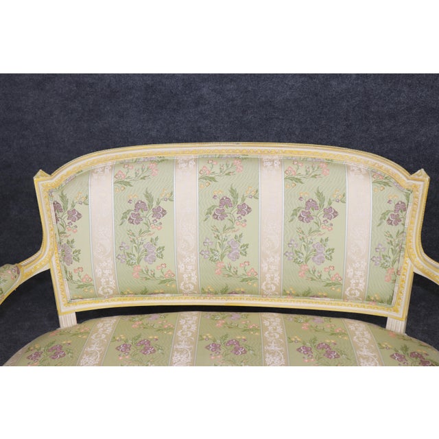 French Louis XVI Style Paint Decorated Settee For Sale - Image 9 of 13