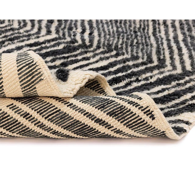 Bold Chevron Hand-Knotted Moroccan Wool Rug | 13'0" X 10'6" | One of a Kind For Sale - Image 4 of 7