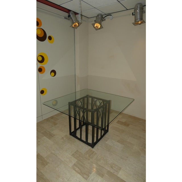 Black Lacquered Oak and Beech Table with Leather Bindings and Tempered Glass Top by Gasparucci Italo, Italy, 1970s For Sale - Image 4 of 18