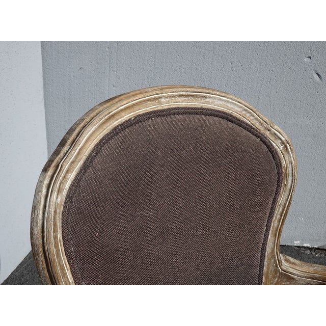 1980s Vintage Restoration Style French Side Chair W Brown Velvet For Sale - Image 5 of 12