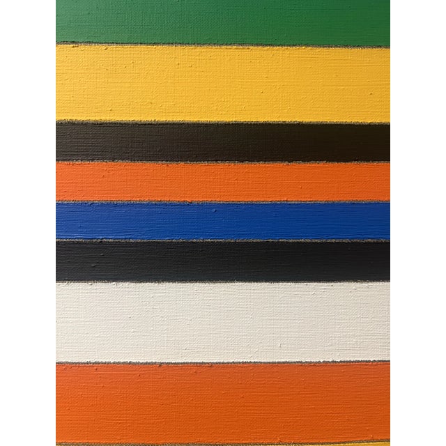 Willy Müller-Brittnau (1938-2003), Large Modern Geometric Abstract Patterned Colorful Acrylic Painting on Linen, Signed, Dated For Sale - Image 4 of 10