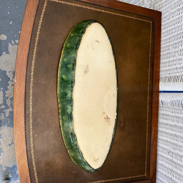 Blue Vintage Blue and Green Serving Bowl - Folk Art Pottery For Sale - Image 8 of 10