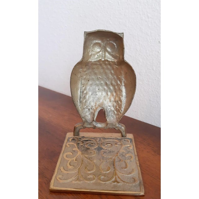 1960s Vintage Brass Owl Bird Bookends Pair For Sale - Image 5 of 7