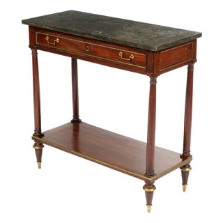 French Louis XVI Mahogany Marble Top Console Table For Sale