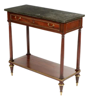 French Louis XVI Mahogany Marble Top Console Table