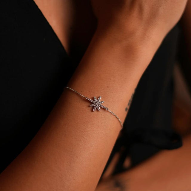 Guidance Star Sterling Silver & Diamond Chain Bracelet For Sale - Image 4 of 7