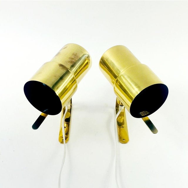 Mid-Century Modern Scandinavian Polished Brass Wall Lights by Hans-Agne Jakobsson, 1960s, Set of 2 For Sale - Image 3 of 12