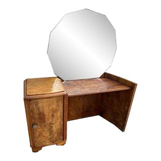 Art Deco Curved Walnut Dressing Table, 1920s For Sale