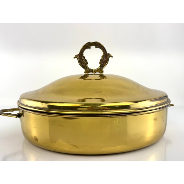 Brass Mid 20th Century Hollywood Regency Solid Brass Covered Serving Dish For Sale - Image 8 of 12