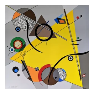 Atsuko Okamoto Abstract Serigraph on Canvas "Movement Yellow" A. P. Signed
