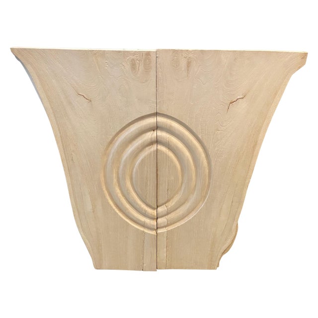 Bleached reclaimed teak wood panel. Hand carved Minimalist circle with a natural live edge. Beautiful hanging on a wall...