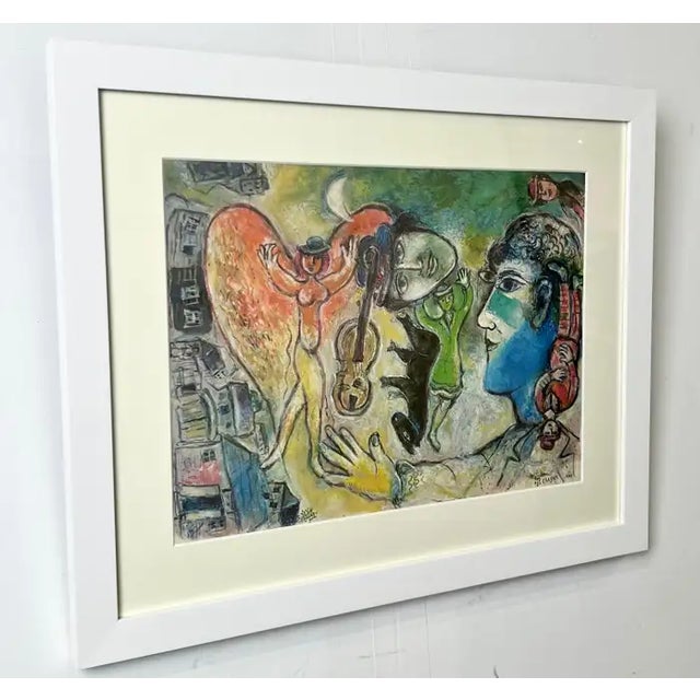 Surrealism Marc Chagall Lithograph Petit Cheval Noir " Little Black Horse" Signed & Framed 1968 For Sale - Image 3 of 13