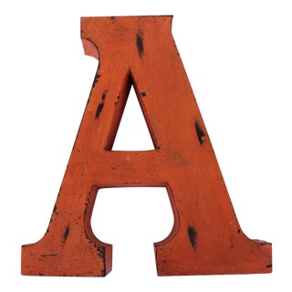 Metal Letter "A" in Orange For Sale