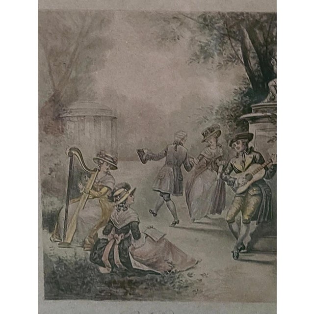 Pair of Early 20th Century Lithographs of 18th Century French Courting Scenes For Sale - Image 4 of 8