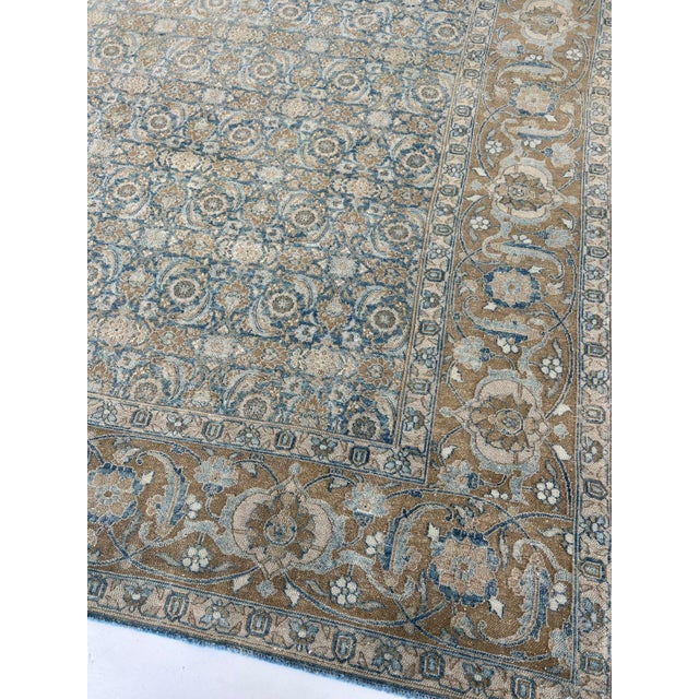 Blue Vintage Distressed Tabriz Rug Carpet -8'8 X 13'10 For Sale - Image 8 of 8