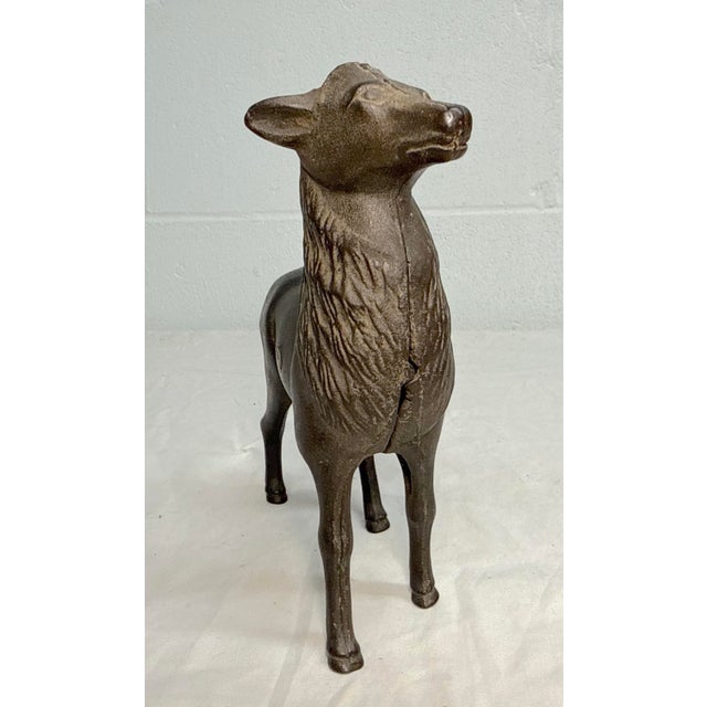Metal Large Antique Early 1900's a.c. Williams Cast Iron Stag Deer Still Coin Bank For Sale - Image 7 of 12