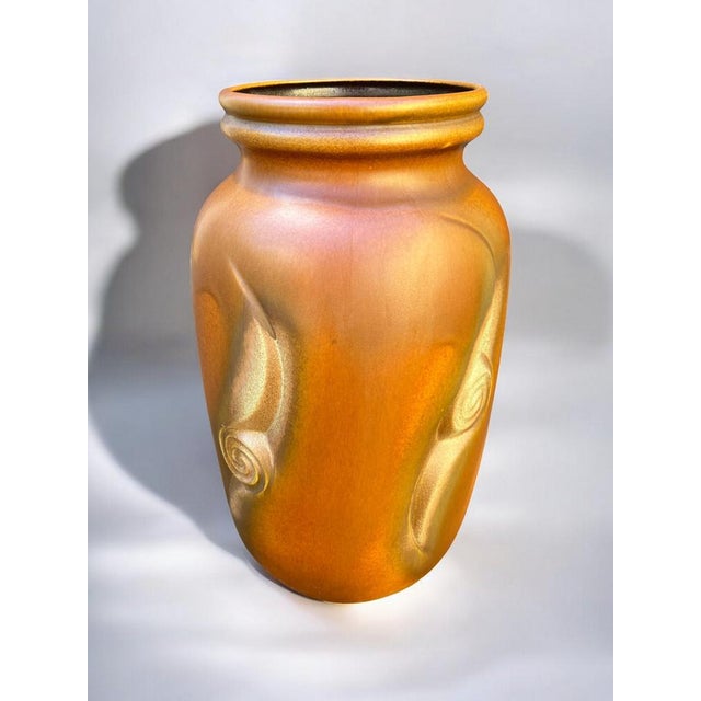 Large Vintage Bay Model 720-45 Floor Vase in Brown Ceramic with Relief Pattern, West Germany, 1960s For Sale - Image 9 of 9