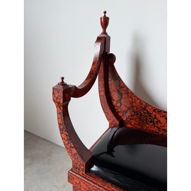 1970s Hollywood Regency Faux Tortoiseshell Curved Back Bench For Sale - Image 10 of 12