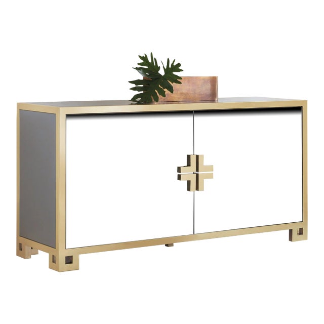 Modern History Smoked Mirror Credenza For Sale