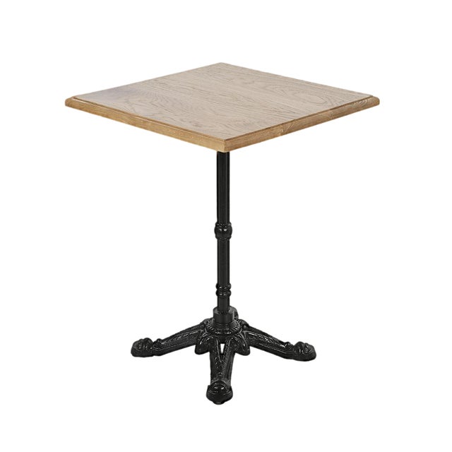 Square Bistro Table in Wood & Cast Iron For Sale