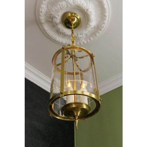 1920s French Neoclassical Style Round Hanging Lantern in Brass and Clear Glass, 1920s For Sale - Image 5 of 18