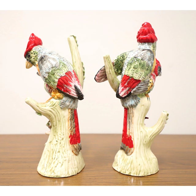 Italian Mid 20th Century Italian Porcelain Cardinal Birds - Pair For Sale - Image 3 of 8