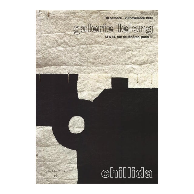 1990 Eduardo Chillida 'Galerie Lelong' Abstract Black & White Offset Lithograph For Sale