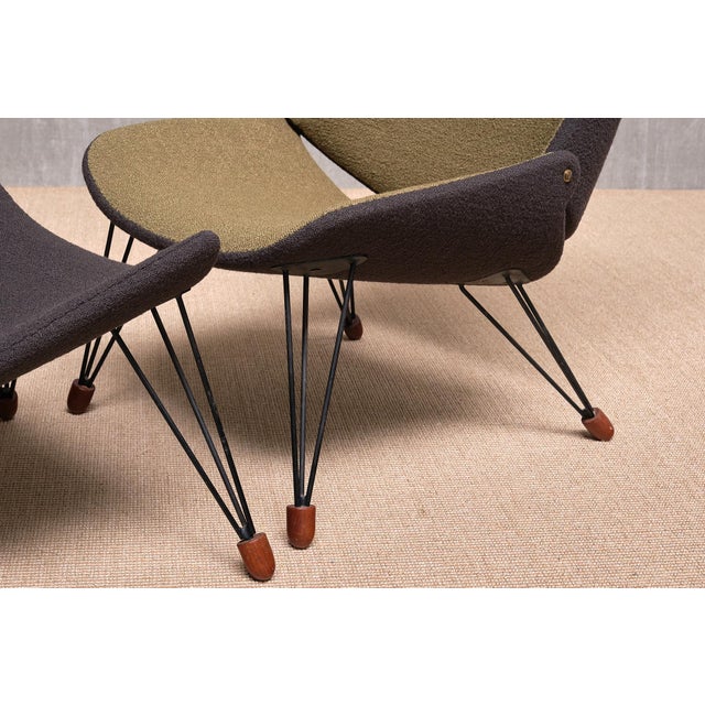Set of Sculptural Bicolor Lounge Chair with Footrest by Carl Edward Matthes, Denmark, 1956 For Sale - Image 9 of 17