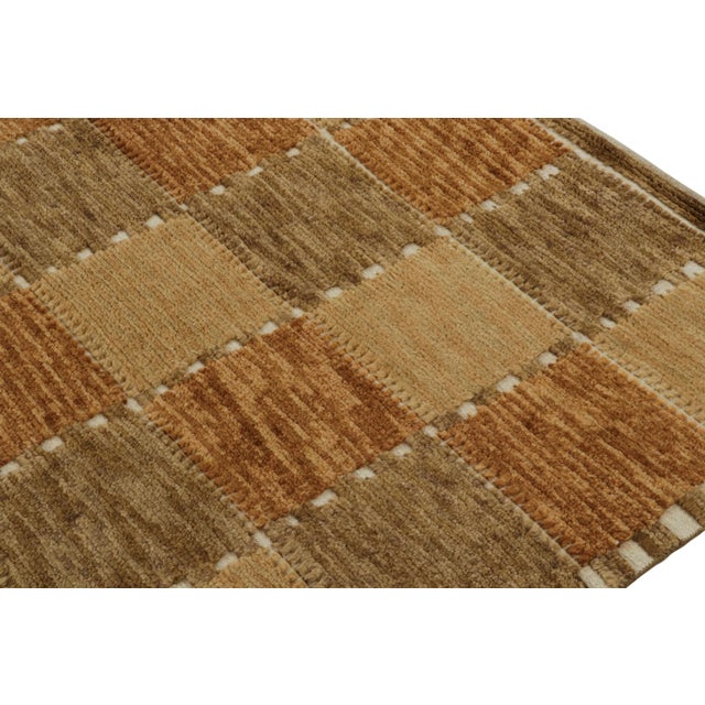 Rug & Kilim’s Scandinavian Style Rug With Geometric Patterns in Brown Tones For Sale In New York - Image 6 of 8