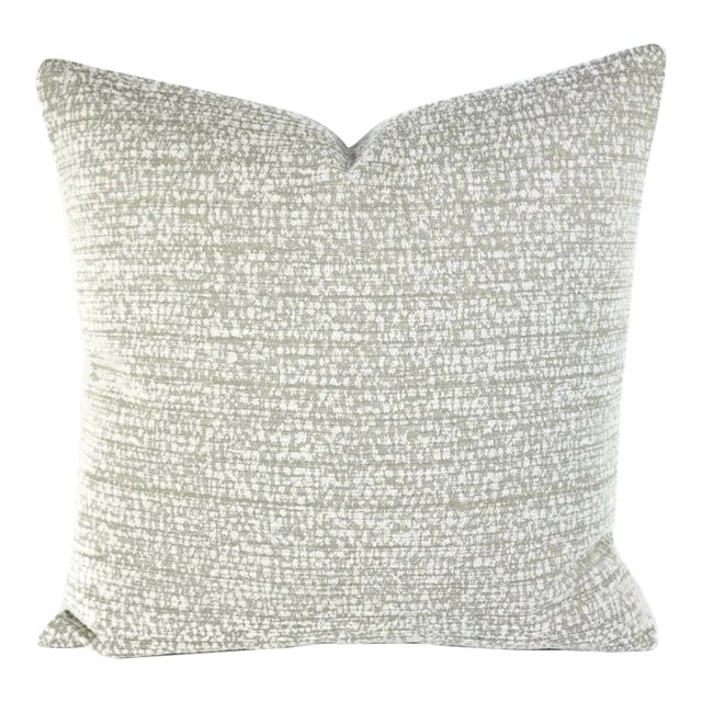 Perennials Rock Steady in White Sands Pillow Cover - Euro Sham - Gray and White Textured Speckle Outdoor Cushion Cover For Sale
