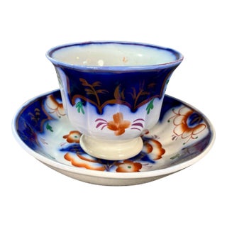 Mid 19th Century Gaudy Welsh Cup & Saucer For Sale