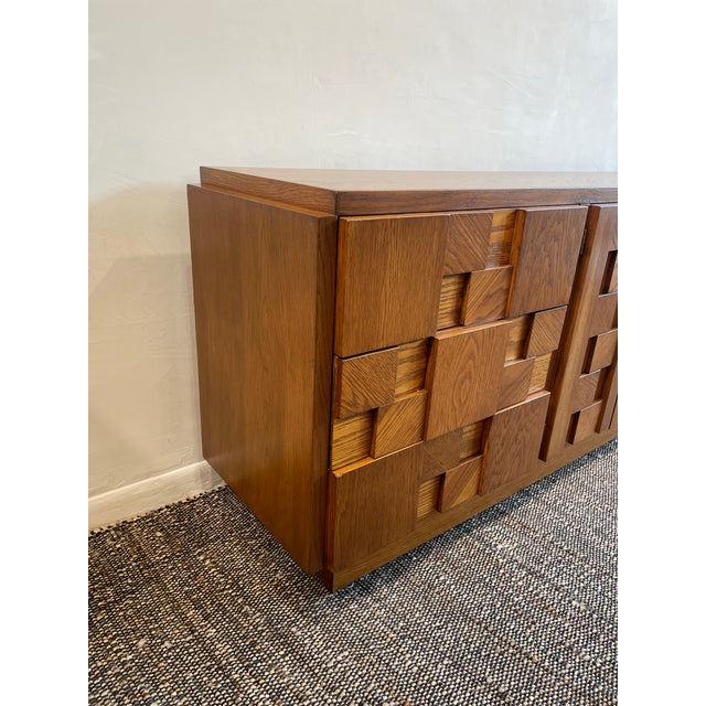 Mid-Century Modern 1970s Vintage Lane Brutalist Wood Dresser Credenza For Sale - Image 3 of 12