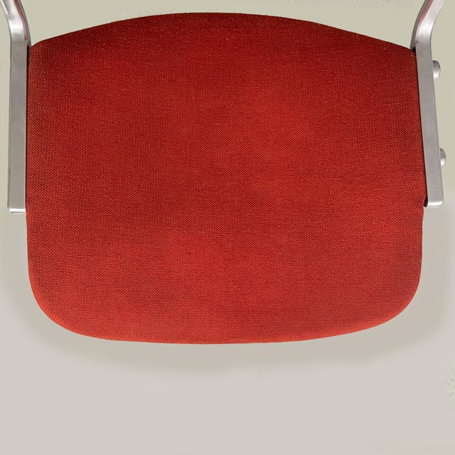Metal Italian Modern Red Fabric DSC Chairs by Giancarlo Piretti for Castelli, 1970s, Set of 4 For Sale - Image 7 of 18