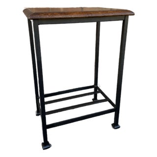 Iron Side Table W/Antique Top For Sale